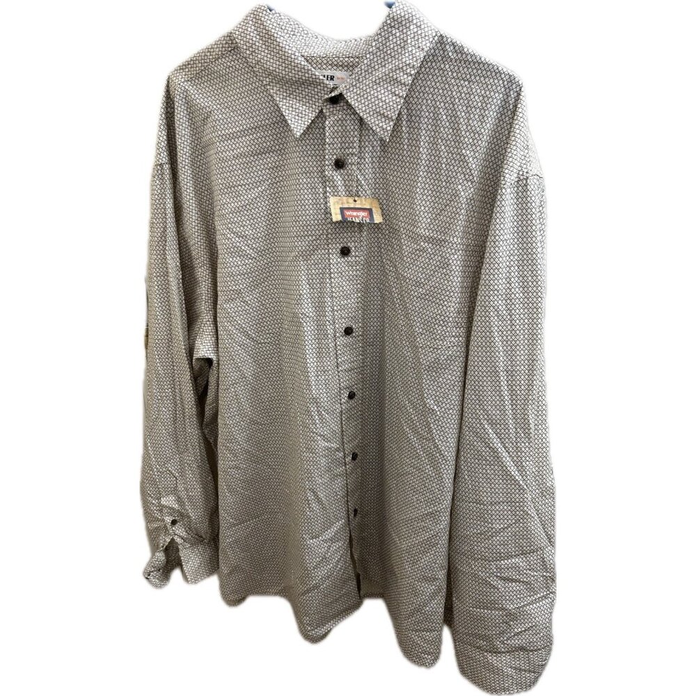 Wrangler Jeans Co Button Up Shirt Mens 3xWhite and Grey Long Sleeve Cotton